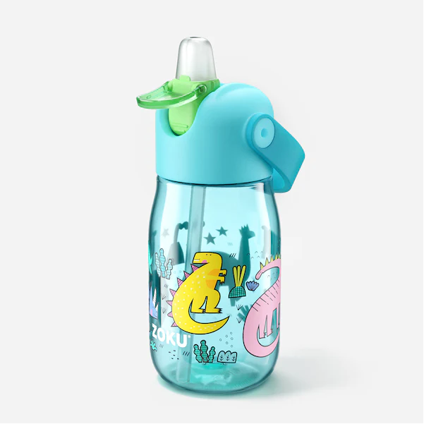 Children's flip best sale straw water bottle