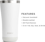 ZOKU 3in1 Stainless Steel Powder Coated Tumbler 20oz